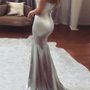 Fashion Sliver Sweetheart Mermaid Prom Evening Dresses Long Lace Appliques Beaded Prom Formal Dress P60-1