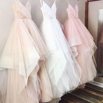 Sexy sweetheart spaghetti straps ball gown long pink pleat ruffles prom evening dresses p68