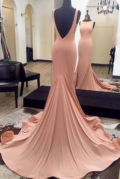 Cheap O-neck Backless Mermaid Long Prom Evening Dresses Formal Gowns P74