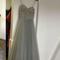 Fashion Spaghetti Straps A-line Long Beaded Crystal Rhinestones Prom Dress Plus Size Evening Formal Dress P81 - Thumbnail 4