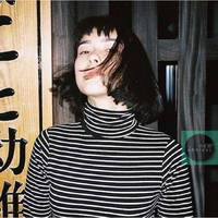 Free Shipping-BLACK / WHITE HIGH NECK STRIPE LONG SLEEVE TEE  - Thumbnail 2