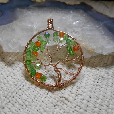 Copper orange tree necklace