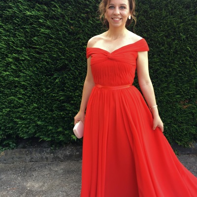 Simple cheap a-line off-shoulder long chiffon pleat prom evening dresses customized made p96