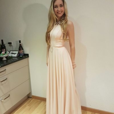 Cheap halter backless a-line long chiffon rhinestones prom party dresses plus size evening formal dress p97