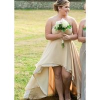 Front Short Back Long Prom Dresses Simple Pink Chiffon Beaded High Low Prom Party Dresses P99 - Thumbnail 1