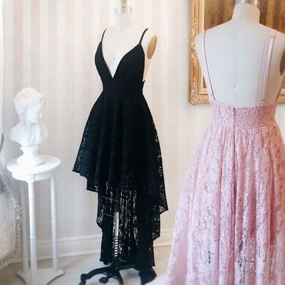 High low prom dresses 2017 sexy spaghetti straps backless lace prom party dresses plus size evening dresses e272