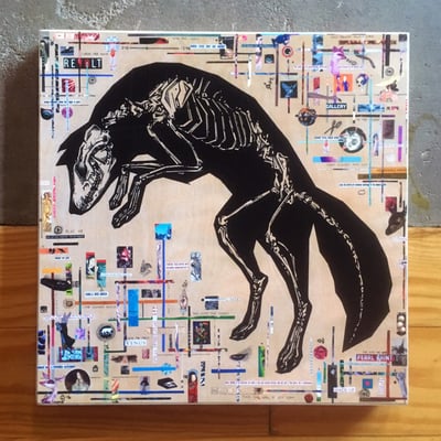 "the invader" 12"x12" print on wood