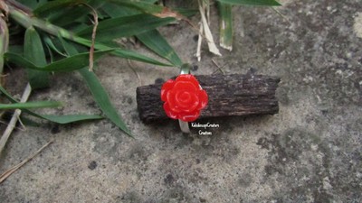 Adjustable Large Red Rose Ring