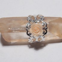 Fancy Adjustable Pale Pink Rose Ring Silver