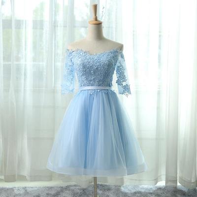 Light blue short prom dress, elegant formal dresses, sweet 16 dresses