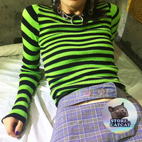 NEON GREEN STRIPE KNIT TOP - Thumbnail 3