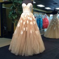 Champagne Prom Evening Dresses Elegant Sweetheart Long Ivory Appliques Evening Formal Dress E289 - Thumbnail 4
