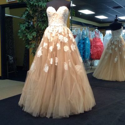 Champagne prom evening dresses elegant sweetheart long ivory appliques evening formal dress e289