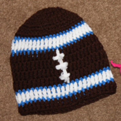 Crochet football hat blue