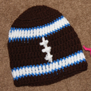 Crochet Football Hat Blue
