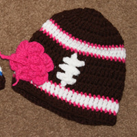 Crochet Football Hat Blue - Thumbnail 2