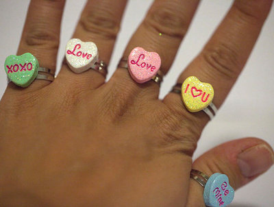 Kawaii Cute Valentines Heart Candy Ring in 6 Different Designs