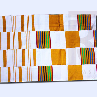 Kente handwoven cloth ashanti kente ghana asante african art textiles 6 yards  - Thumbnail 4