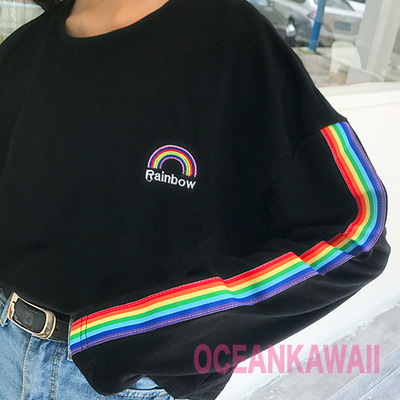 Black/white rainbow sweater - Thumbnail 5