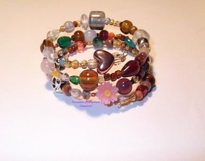 Boho Chic 3 Tier Memory Wire Bracelet