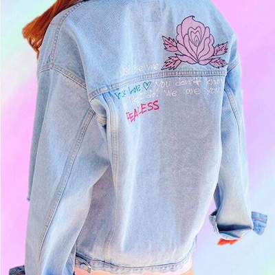 Just give me flower printed denim jacket - Thumbnail 4