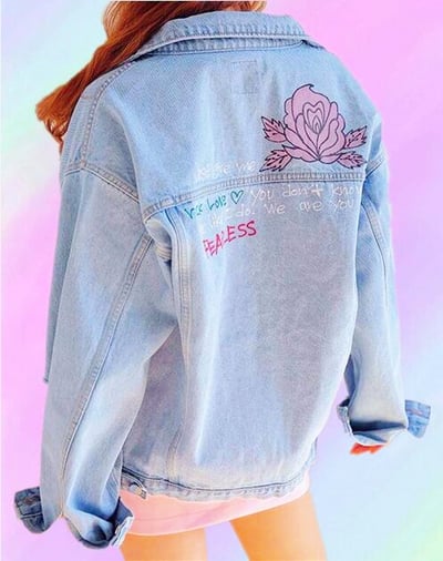 Just give me Flower Printed Denim Jacket