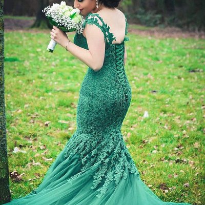 Prom dress long elegant sweetheart straps long lace appliques mermaid prom evening formal dress e305