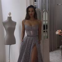 Sexy High Slit Spaghetti Straps Lace Prom Party Dresses Long Evening Dress With Pockets E311 - Thumbnail 4