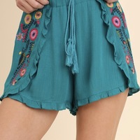 Embroidered Tassel Shorts - Thumbnail 1