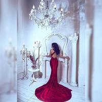 Red Prom Dress Sexy Halter Backless Long Pleat Mermaid Prom Party Dresses E331 - Thumbnail 4