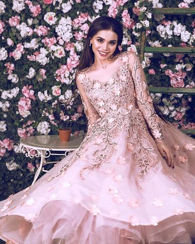 Short Prom Dresses Gorgeous A-line Pink Tea Length Long Sleeves Lace Beaded Flowers Prom Party Dresses E332
