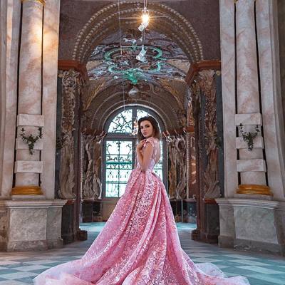 Detachable skirt evening dresses elegant cap sleeves pink long lace appliques beaded mermaid evening prom dress e333