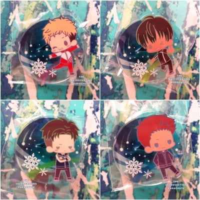Yuri !!! on ice - acrylic brooch / badge - michele crispino / otabek altin / phichit chulanont / christophe giacometti - 