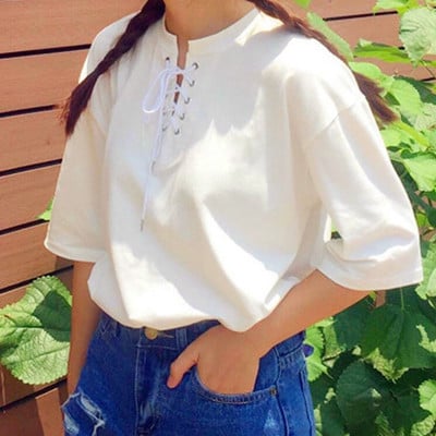 Vintage lace up t-shirt