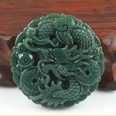 Hetian stone chinese dragon lucky amulet pendant necklace!
