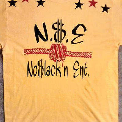 N$e no$lacknent. (yellow,black&red) business t-shirt.