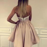 Cute A line sweetheart neck high low prom dress, homecoming dresses - Thumbnail 2