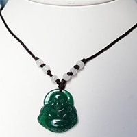 3pcs Chinese Buddha Lucky Amulet Pendants - Green Agate - With Free Cord/Necklace - Thumbnail 1