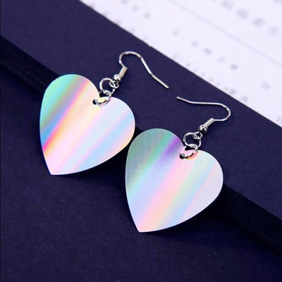Hologram heart earrings