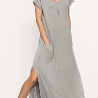 Womens Vneck Maxi Dress - Thumbnail 1