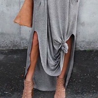 Womens Vneck Maxi Dress - Thumbnail 2