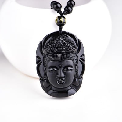 Unique Natural Black Obsidian Dragon Lucky Amulet Pendant Necklace