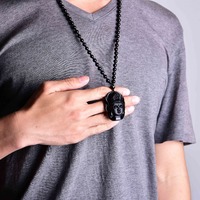 Unique Natural Black Obsidian Dragon Lucky Amulet Pendant Necklace - Thumbnail 4