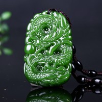 HeTian Handmade Natural Hetian Jade Dragon Lucky Amulet - Thumbnail 1