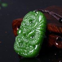 HeTian Handmade Natural Hetian Jade Dragon Lucky Amulet - Thumbnail 2
