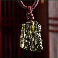 Natural Green Moldavite aerolites Crystal Stone Pendant with Free Neckalce - Thumbnail 3