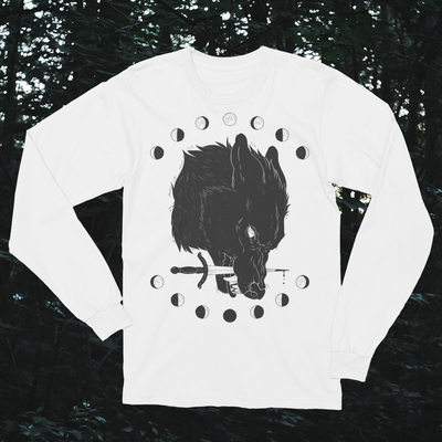 Moon Wolf - White Long Sleeve T-Shirt