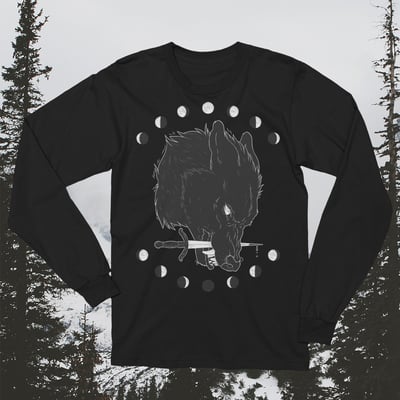 Moon wolf - black long sleeve t-shirt
