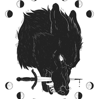 Moon Wolf - Black Long Sleeve T-Shirt - Thumbnail 1