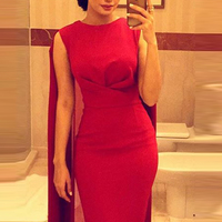 Burgundy Prom Dress Simple Cheap Boat Neck Long Mermaid Prom Party Dresses With Ribbons E394 - Thumbnail 1